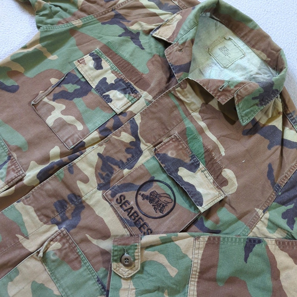 American Apparel US Navy Seabees Woodland Camo Combat Coat Medium‎ Short BDU